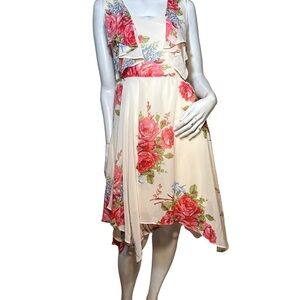Beautiful Betsey Johnson Rose Floral Print Tea Midi Dress